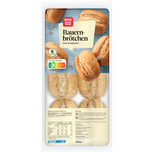 REWE Beste Wahl Farmers' Bread Rolls 360g, 6 Stück