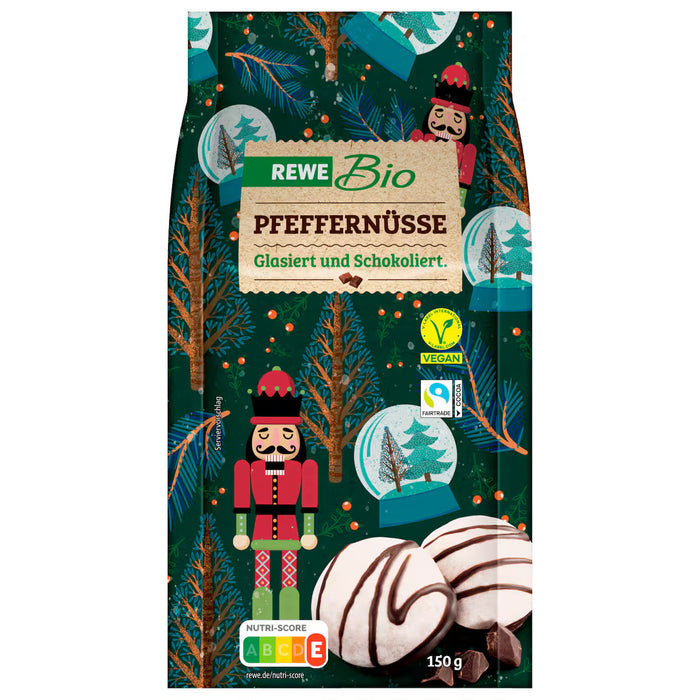 REWE Bio Organic Vegan Glazed & Chocolate-Coated Pfeffernüsse 125g