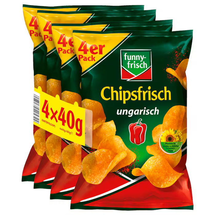 Funny-frisch Chips Fresh Red Paprika Flavor 4x40g