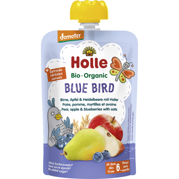 Holle Blue Bird - Organic Pear-Apple & Blueberry with Oats 100g