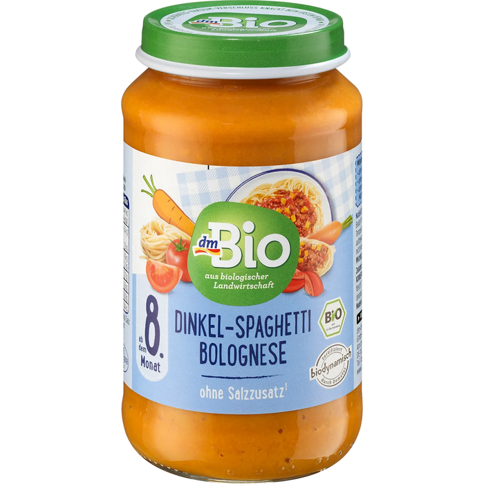 dmBio Spelt Spaghetti Bolognese Menu from 8 months, 220 g