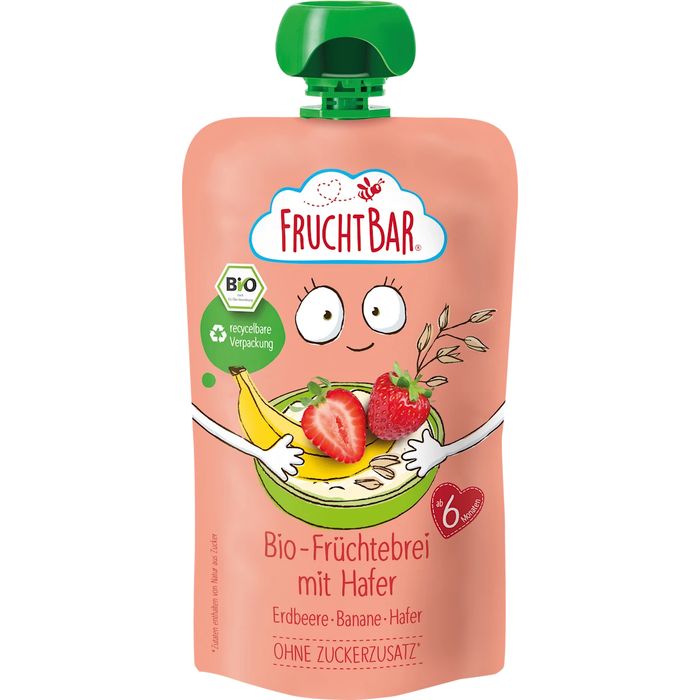 FruchtBar Pouch Fruit porridge Oat Strawberry Banana 6 months, 120 g