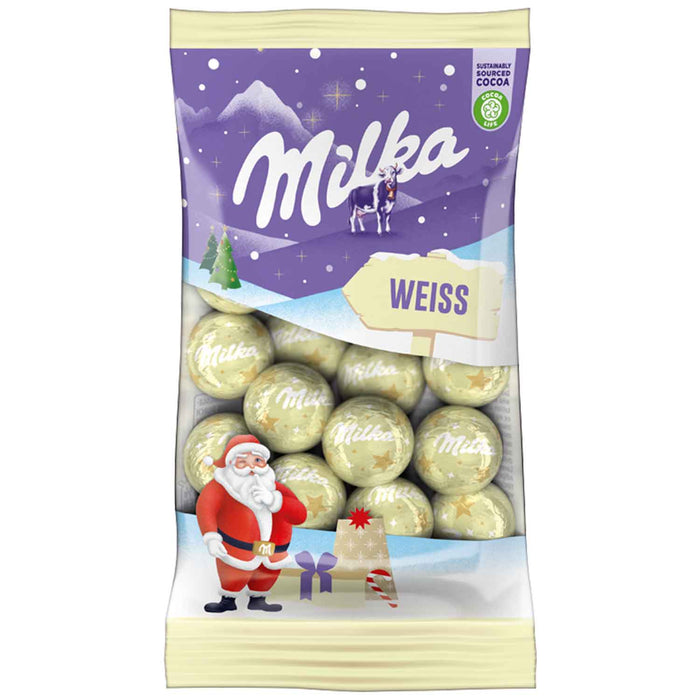 Milka White Chocolate Christmas Balls 100g