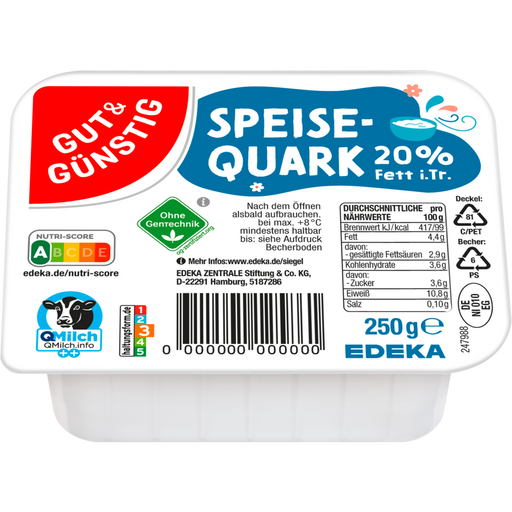 Gut & Günstig Quark 20% Fat in Dry Matter 250g