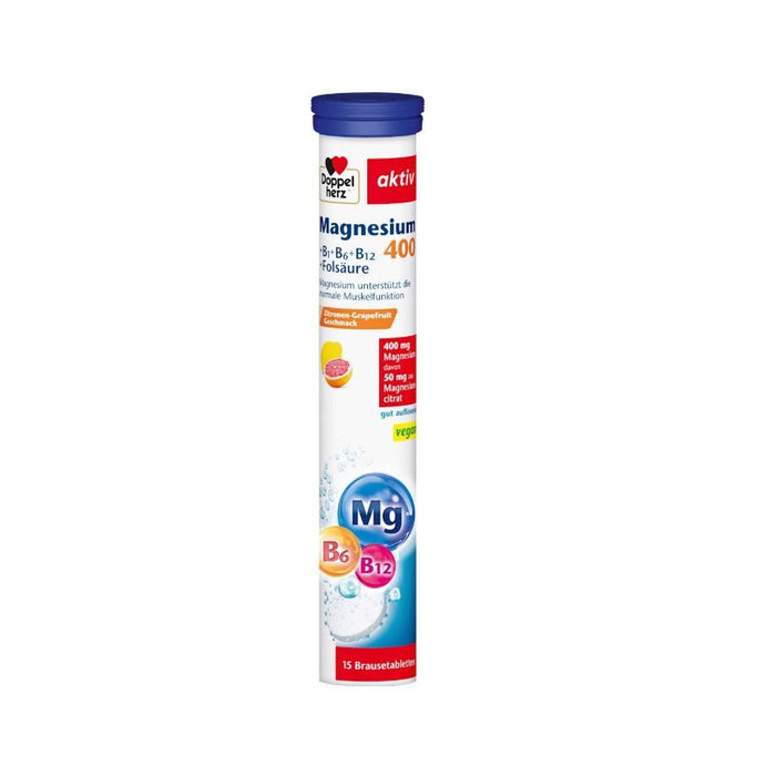 Doppelherz Magnesium 400 + Vitamins B6 + B12 + Folic Acid Effervescent Tablets 97,5g