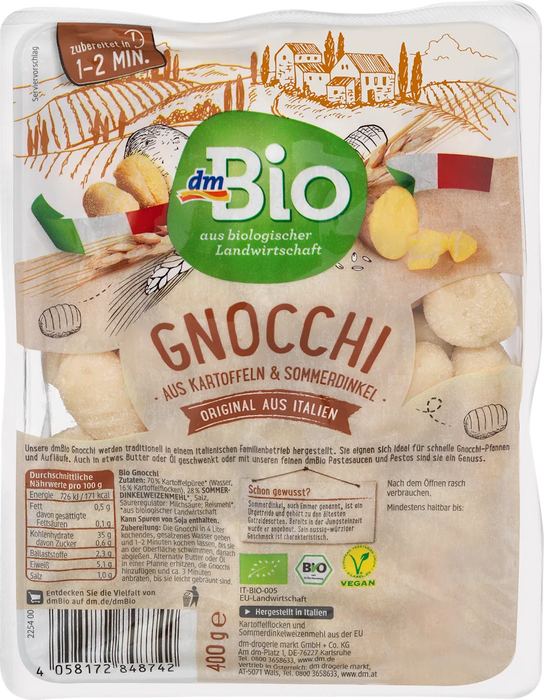 dmBio gnocchi from potatoes &  spelt, 400 g