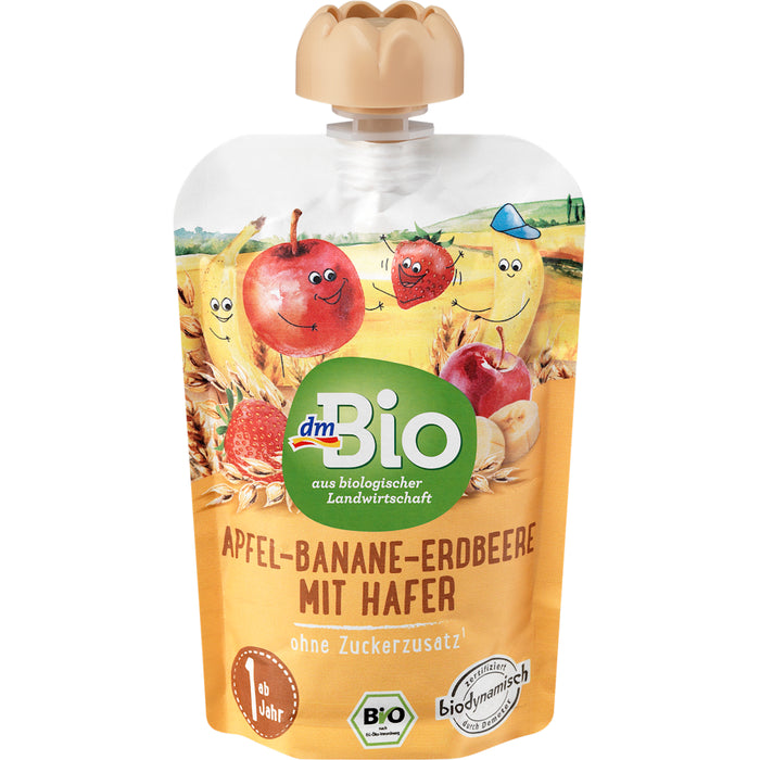 dmBio Apple-Banana-Strawberry Oat Pouch from 1 Year Organic