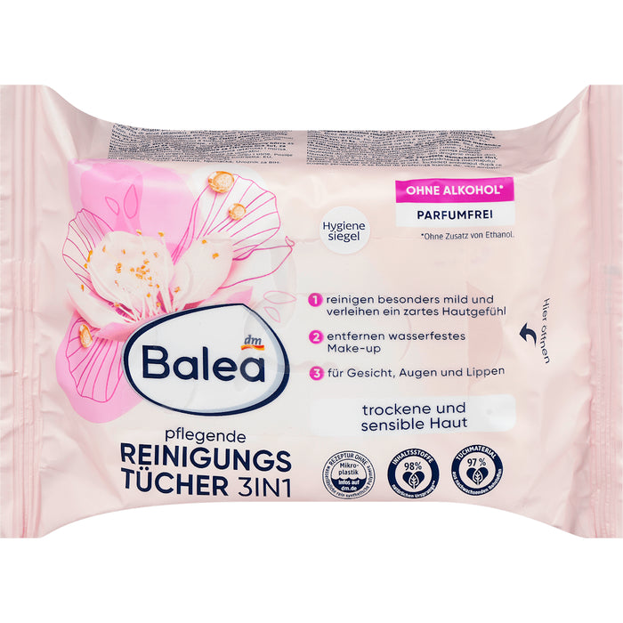 Balea Nourishing 3-in-1 Makeup Remover Wipes, 25 pcs