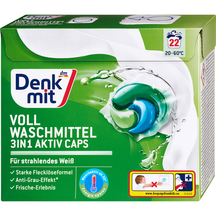 Denkmit - Laundry Detergent 3In1 Active Caps 22 Washes 594g