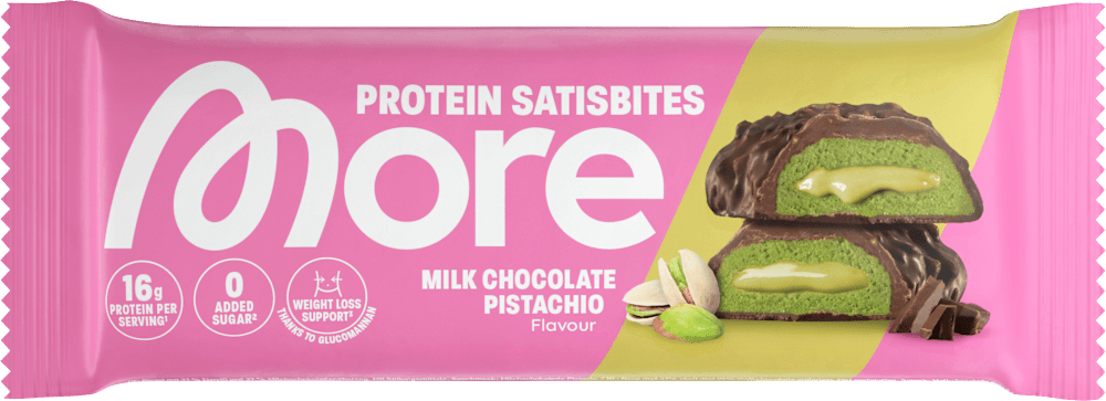 More Satisbites Milk Chocolate Pistachio Protein Bar