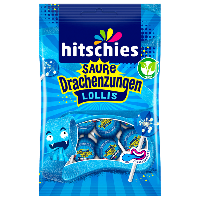 Hitschies Sour Dragon Tongues Blue Lollies 128g