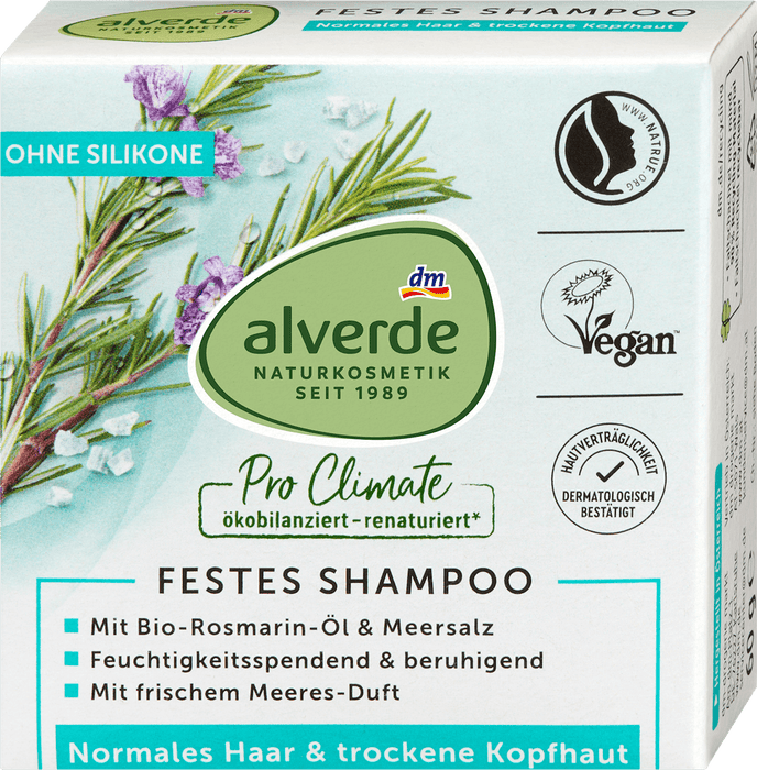 alverde NATURKOSMETIK Solid Shampoo Rosemary Oil & Sea Salt, 60 g