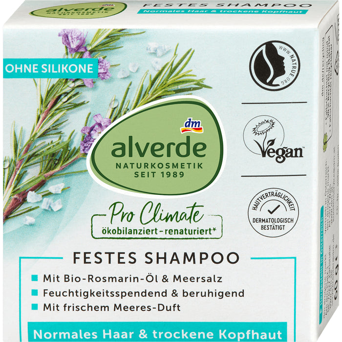 alverde NATURKOSMETIK Solid Shampoo Rosemary Oil & Sea Salt, 60 g