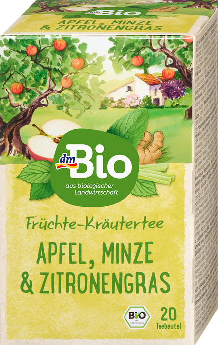 dmBio Organic Fruit & Herbal Tea with Apple, Mint & Lemongrass (20 Bags), 40 g