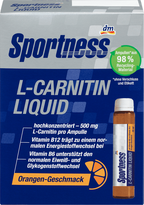 Sportness L-Carnitine Liquid, Orange Flavor, 7 pcs x 25 ml, 175 ml
