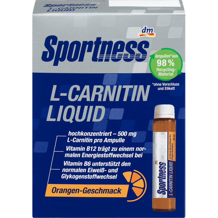 Sportness L-Carnitine Liquid, Orange Flavor, 7 pcs x 25 ml, 175 ml