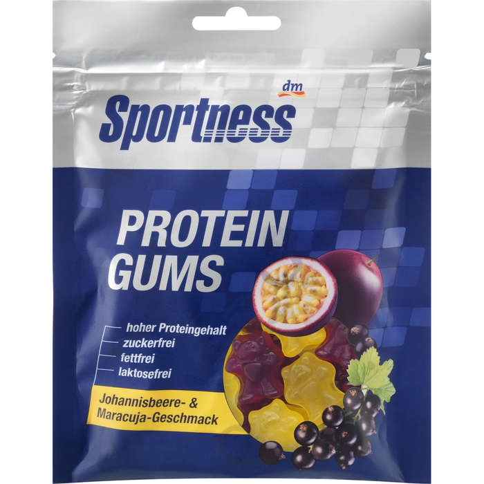 Sportness Protein Gums, Johannisbeere- & Maracuja-Geschmack, 90 g