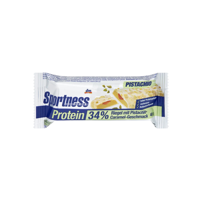 Sportness Protein Bar 34% Pistachio Caramel Flavor 40g - German high protein snack bar, buy at Lebenslust Singapore