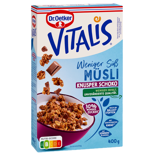 Dr. Oetker Vitalis Crunchy Chocolate Muesli Less Sweet 400g – German breakfast cereal, buy at Lebenslust Singapore