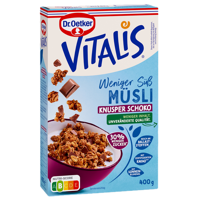 Dr. Oetker Vitalis Crunchy Chocolate Muesli Less Sweet 400g – German breakfast cereal, buy at Lebenslust Singapore
